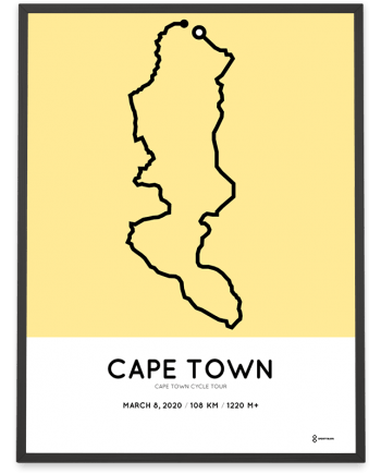 2020 Cape Town Cycle tour course poster Sportymaps