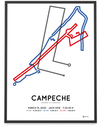2020 Ironman 70.3 Campeche sportymaps course poster