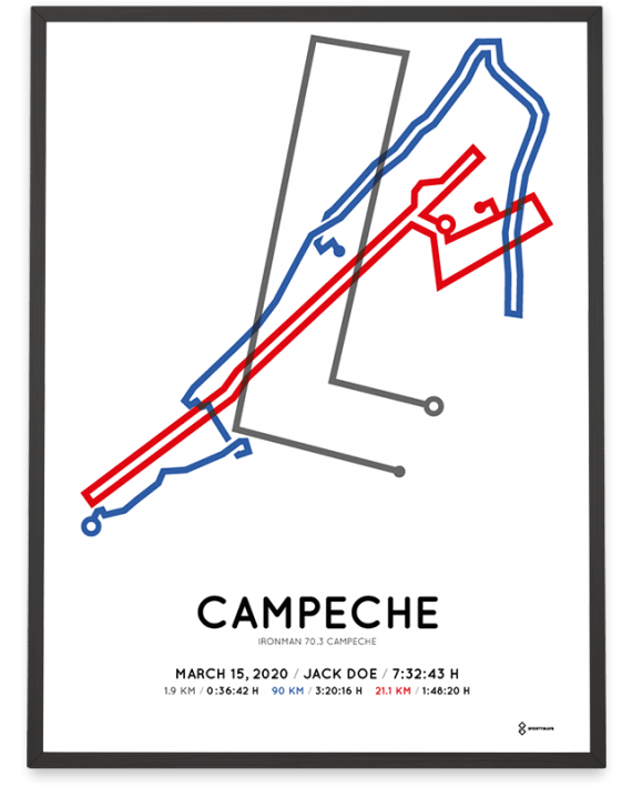 2020 Ironman 70.3 Campeche sportymaps course poster