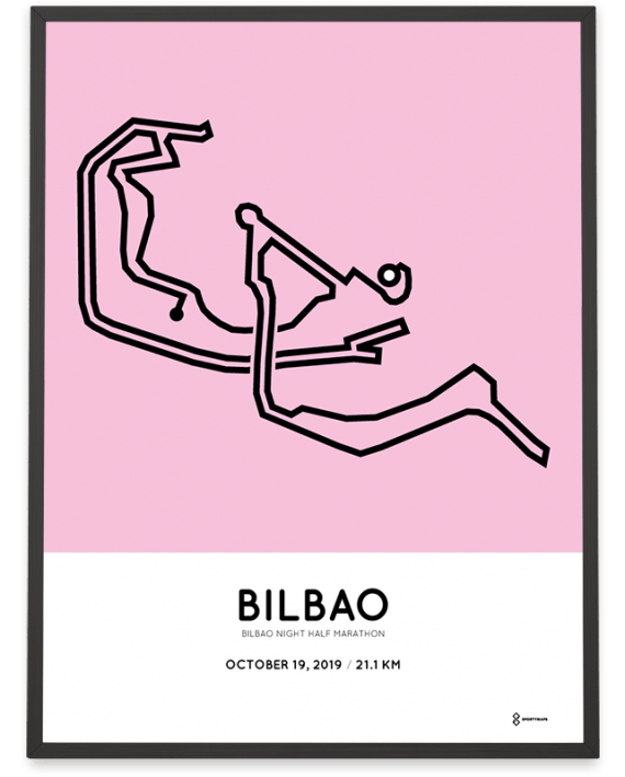 2019 bilbao half night marathon routemap poster