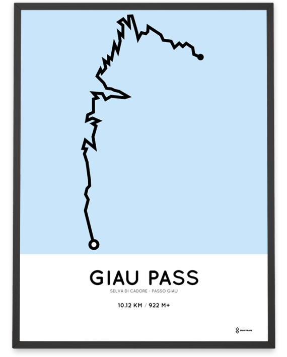 Giau Pass climb from Selva di Cadore routemap poster