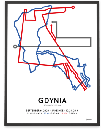 2020 Ironman 70.3 Gdynia routemap print