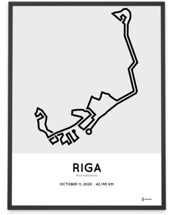 2020 Riga marathon route map poster