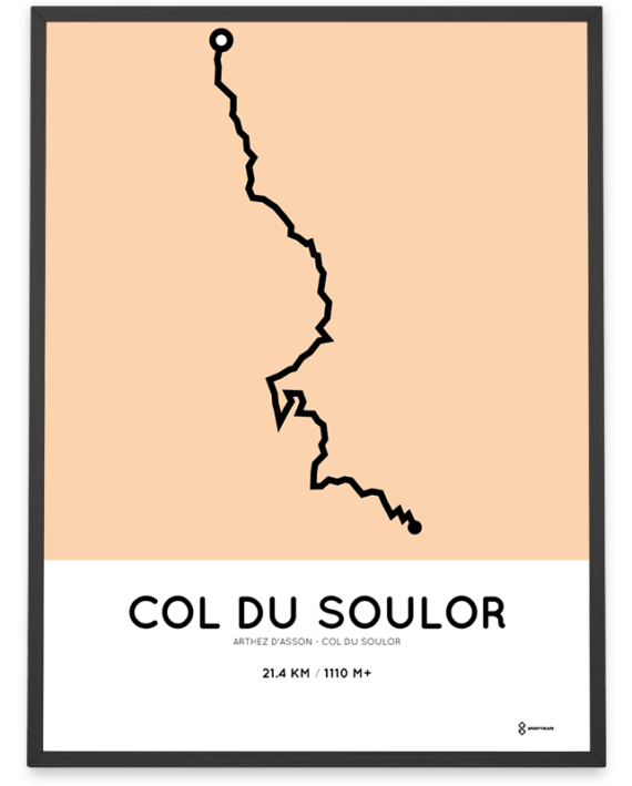 Col du Soulor from Arthez d-Asson routemap print