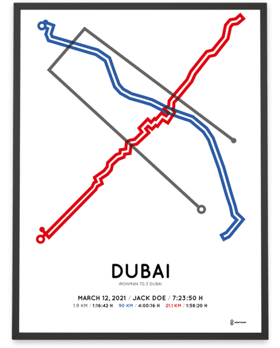 2021 Ironman 70.3 Dubai racetrace poster