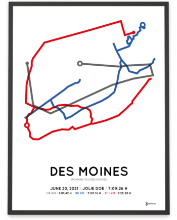 2021 Ironman 70.3 Des Moines course poster