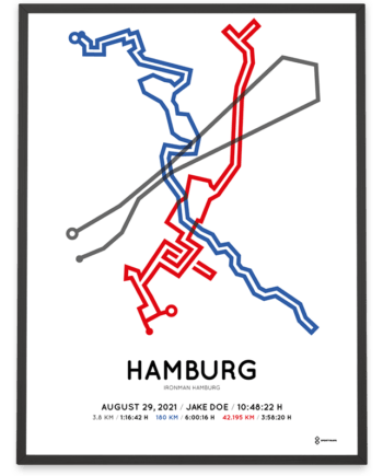 2021 Ironman Hamburg Sportymaps Strecke poster