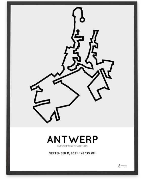 2021 Antwerp Night marathon parcours poster