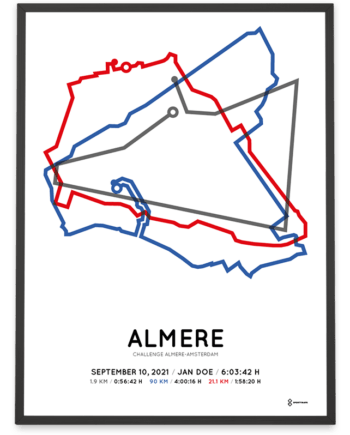2021 Challenge Almere-Amsterdam middle distance route poster