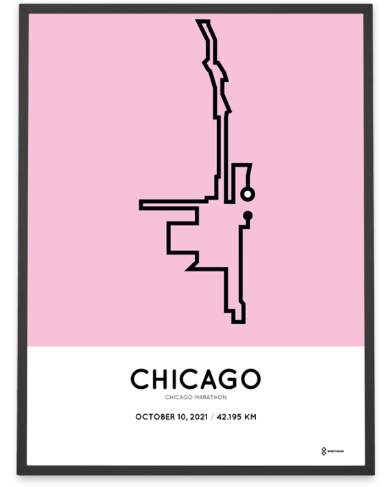 2021 Chicago marathon Sportymaps course poster