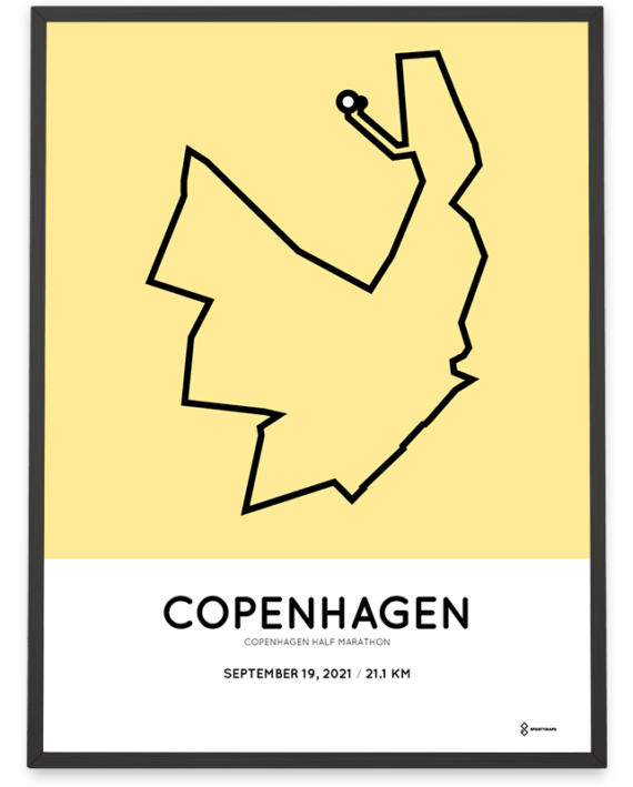 2021 Copenhagen half marathon course poster