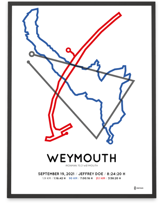 2021 Ironman 70.3 Weymouth Sportymaps course poster
