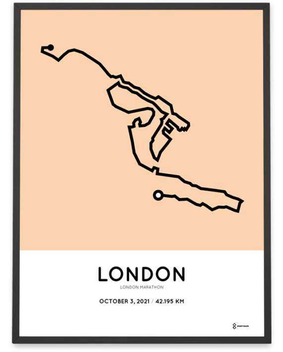 2021 London Marathon course poster Sportymaps