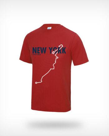 NYC running shirt man red