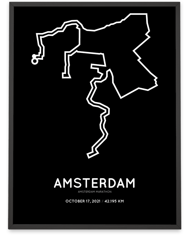 2021 Amsterdam marathon parcours poster