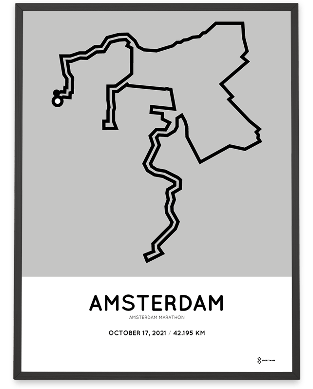 2021 Amsterdam marathon Sportymaps course poster
