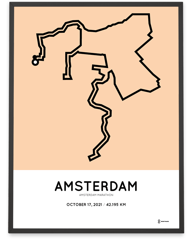 2021 Amsterdam marathon course print 2021 Amsterdam marathon course print