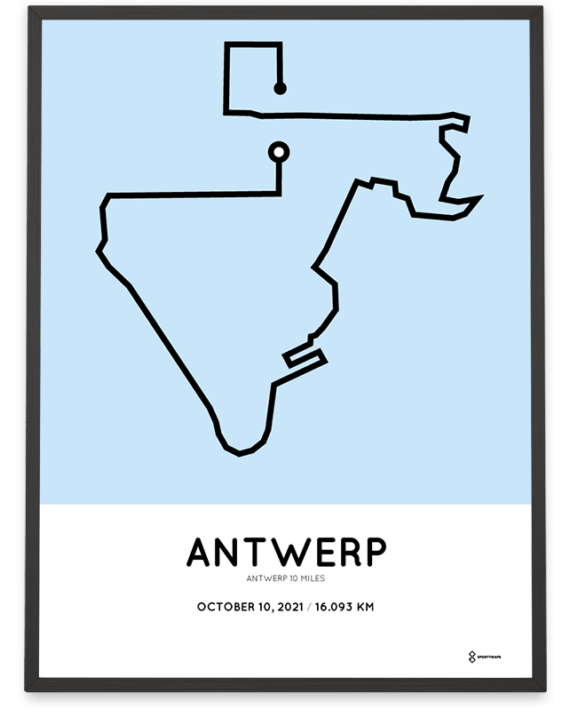 2021 Antwerp 10 miles parcours poster