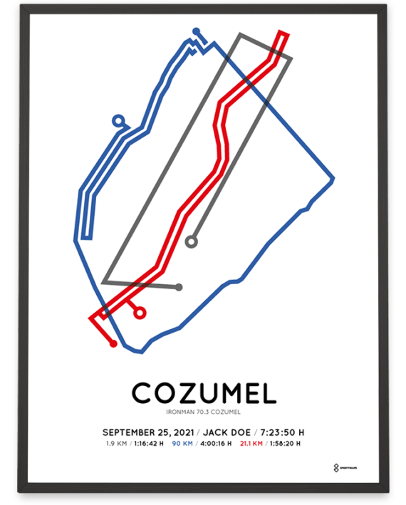 2021 Ironman 70.3 Cozumel coursemap print