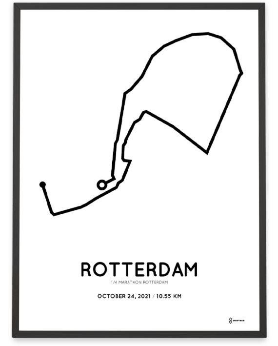 2021 Rotterdam kwart marathon Sportymaps parcours poster
