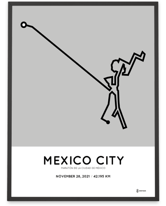 2021 Mexico City marathon course poster Sportymaps