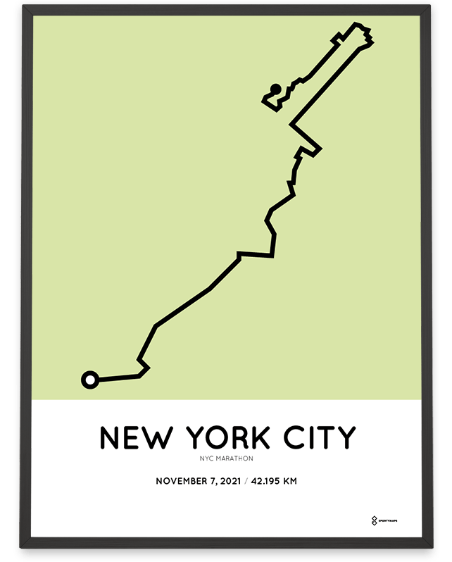 2021 New York City marathon coursemap poster
