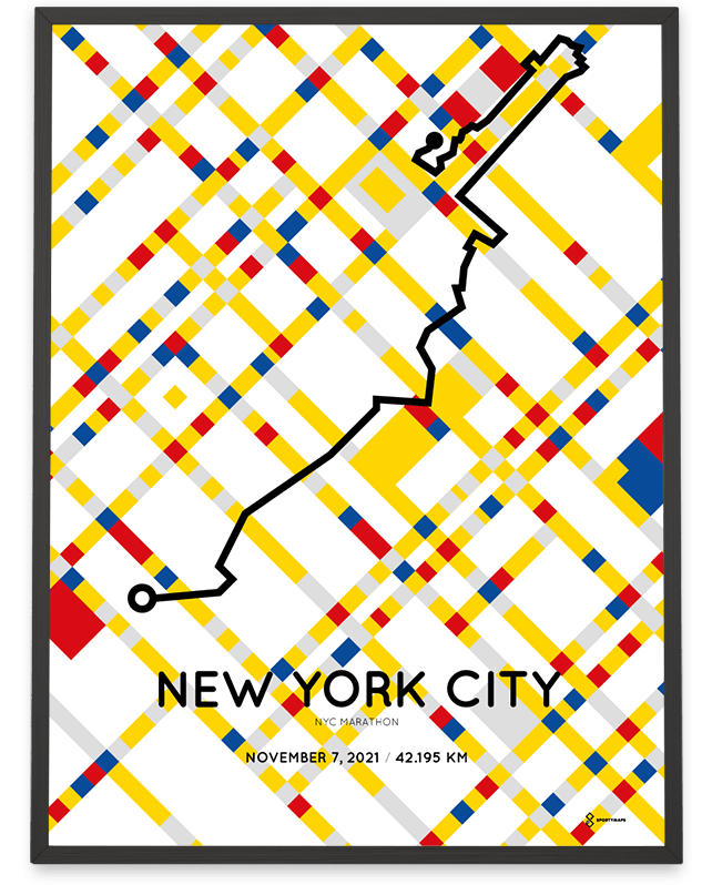 2021 NYC marathon mondrian SPortymaps course poster