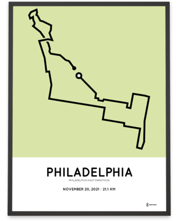 2021 Philadelphia half marathon coursemap poster