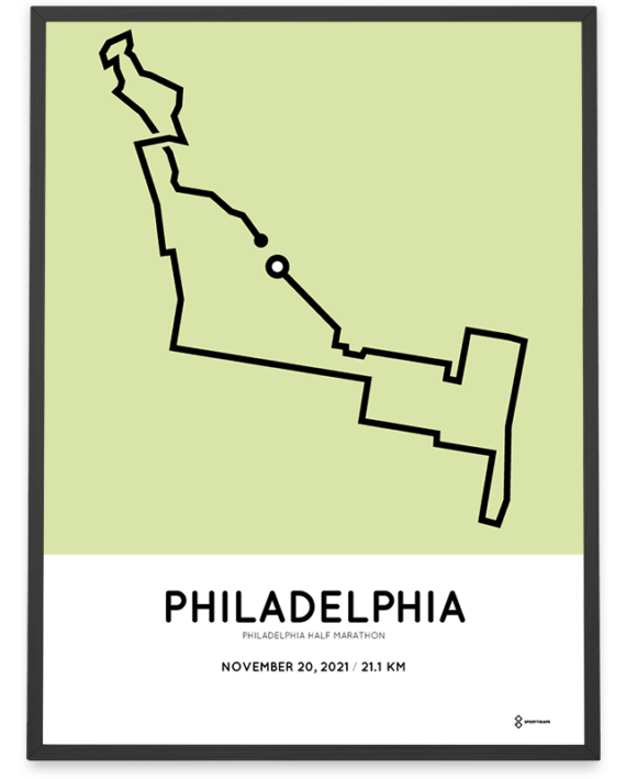 2021 Philadelphia half marathon coursemap poster