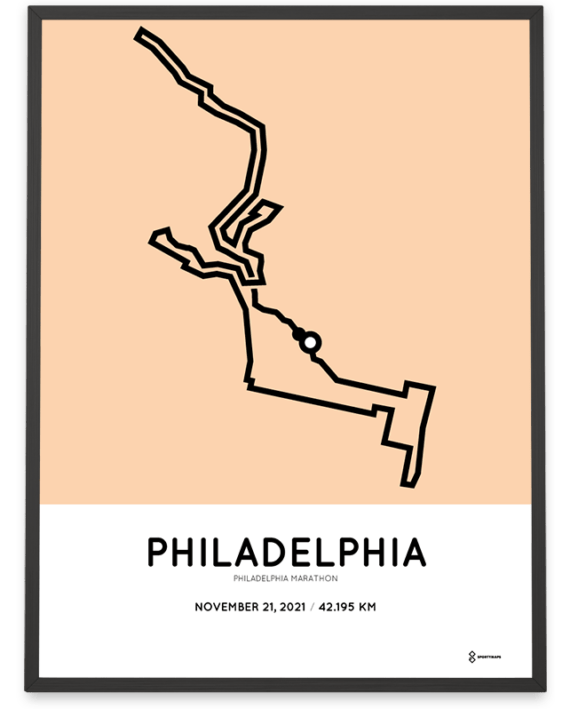 2021 Philadelphia marathon Sportymaps course poster