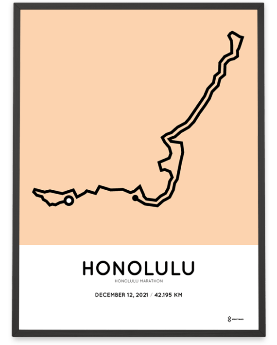 2021 Honolulu marathon Sportymaps course poster
