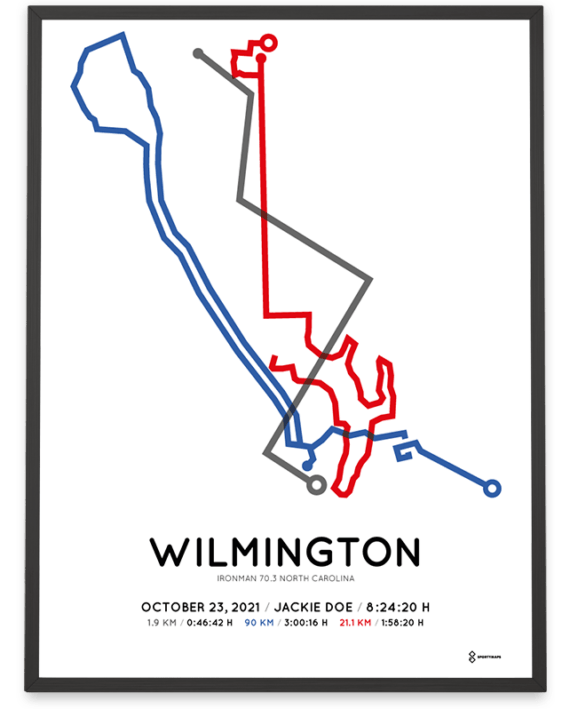 2021 Ironman 70.3 North Carolina Sportymaps course poster