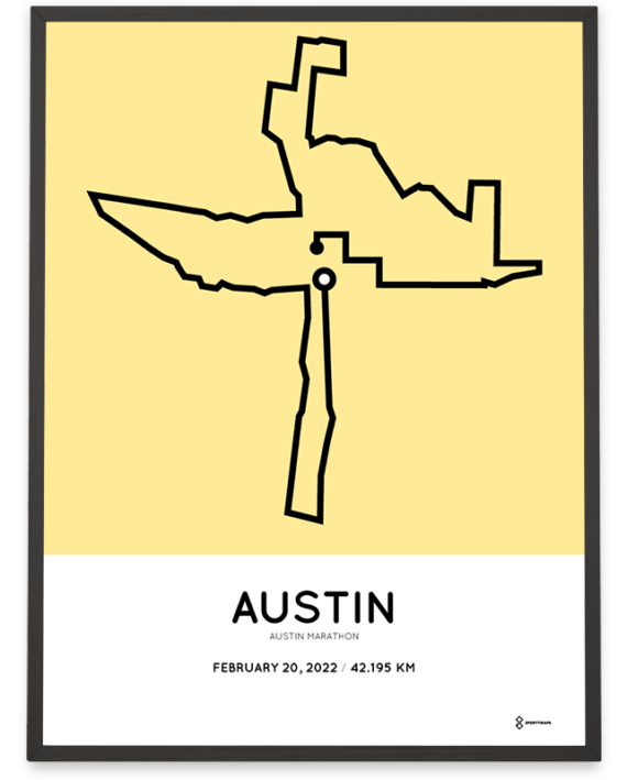 2022 Austin marathon Sportymaps course poster