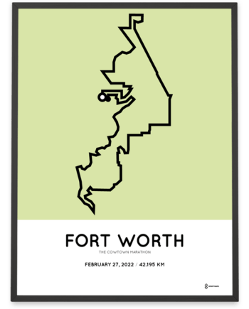 2022 Cowtown marathon Sportymaps coursemap poster