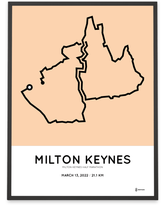 2022 Milton keynes haf marathon coursemap print