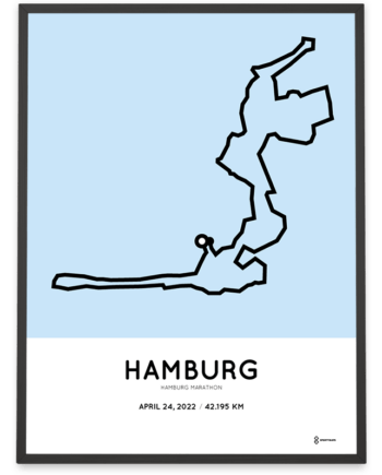 2022 hamburg marathon map strecke poster