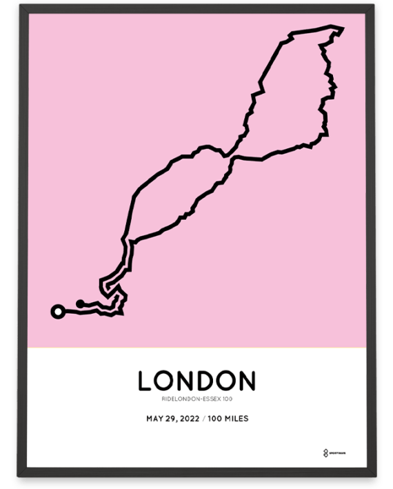 2022 Ride London 100 routemap print