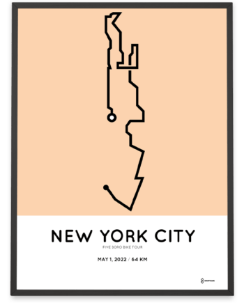 2022 NYC five boro bike tour Sportymaps print