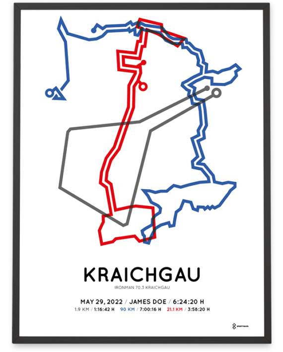 2022 Ironman 70.3 Kraichgau coursemap poster