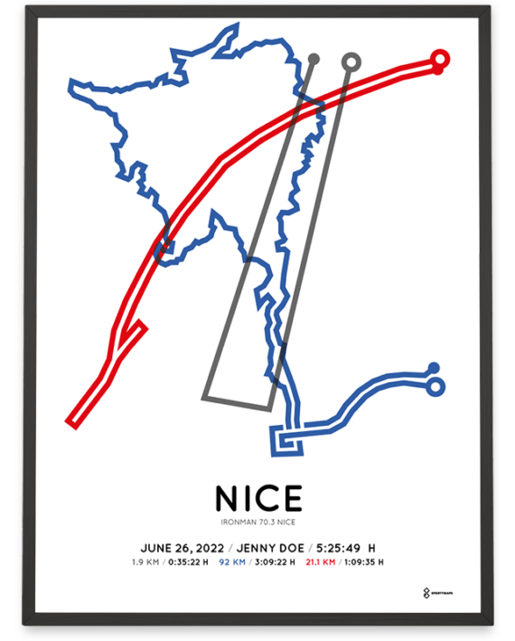 2022 Ironman 70.3 Nice Sportymaps parcours print