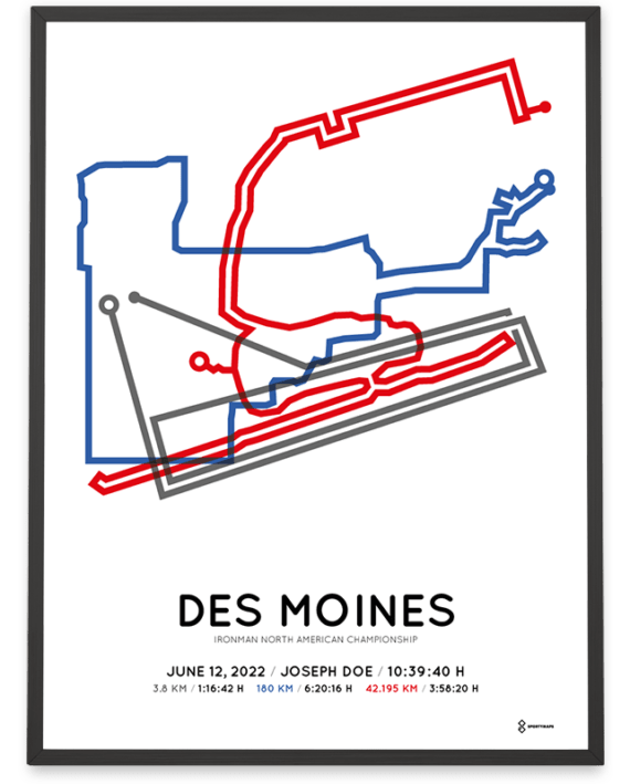 2022 Ironman des moines sportymaps course poster