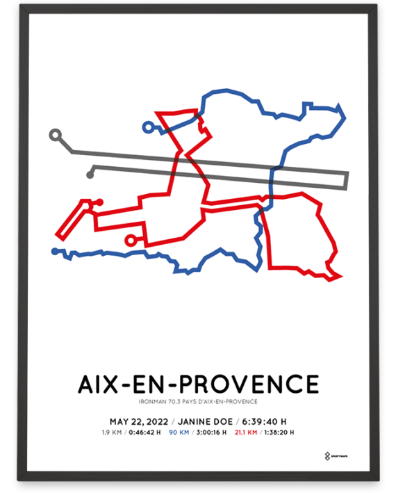 2022 Ironman 70.3 Aix-en-Provence sportymaps course poster
