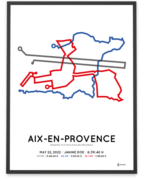 2022 Ironman 70.3 Aix-en-Provence sportymaps course poster