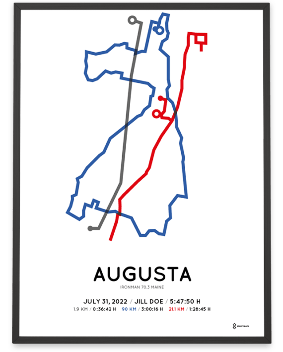 2022 Ironman 70.3 Maine Sportymaps course poster