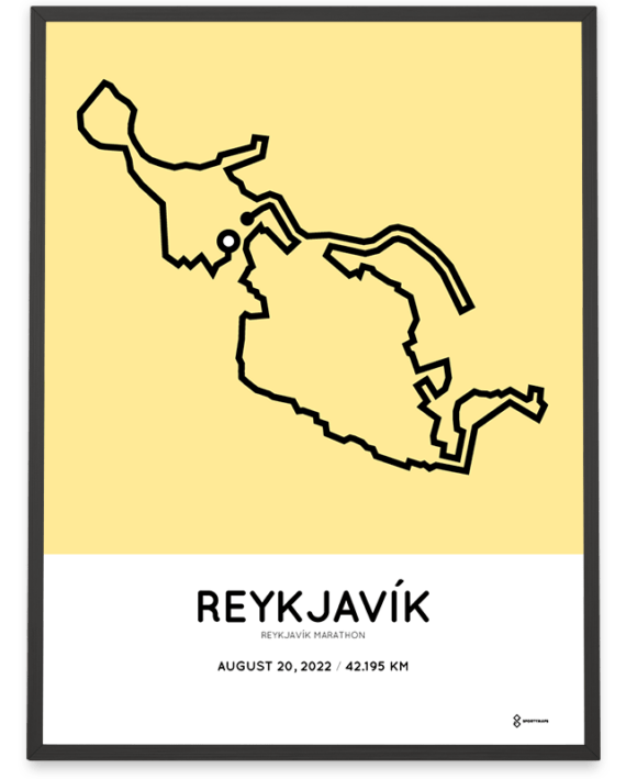 2022 Reykjavik marathon course print
