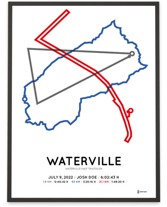 2022 Waterville half triathlon coursemap print