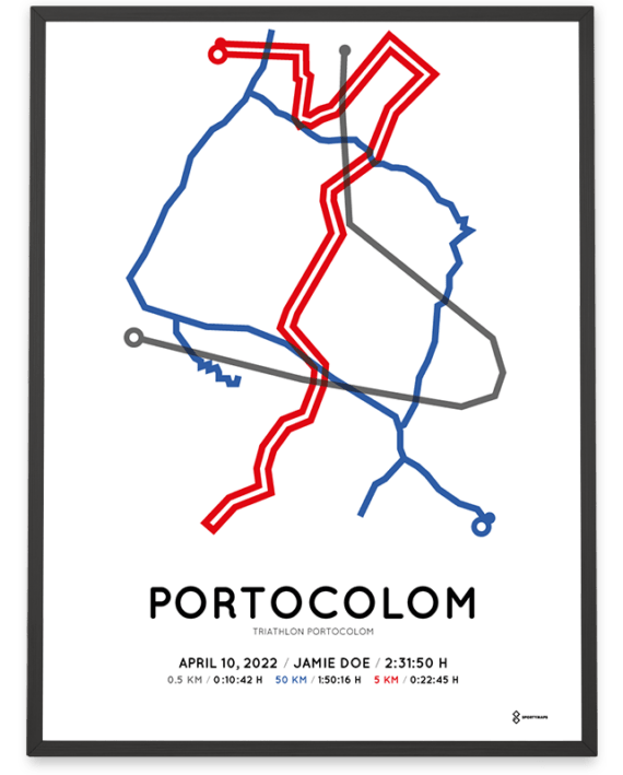 2022 triathlon portocolom 55.5 Sportymaps course poster