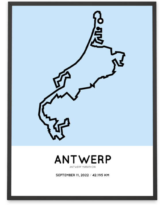 2022 Antwerp marathon parcours print Sportymaps