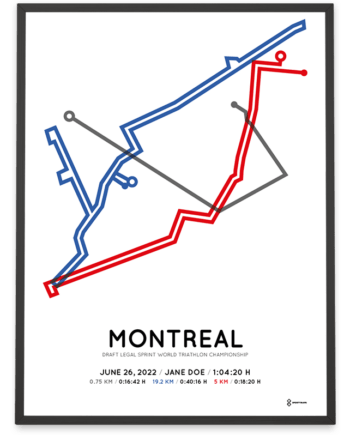 2022 Montreal world sprint triathlon championship sportymaps course poster