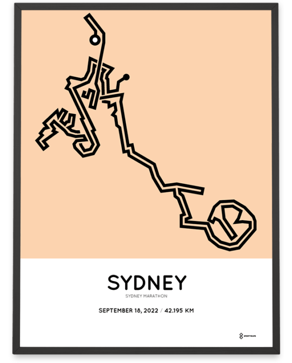 2022 Sydney marathon Sportymaps course poster